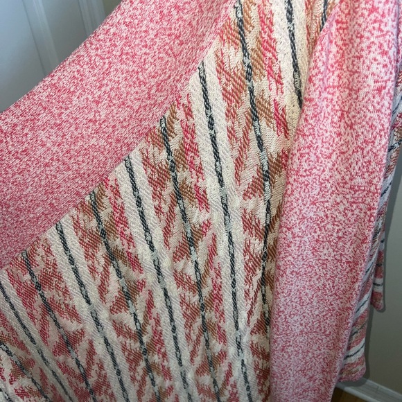 Lucky Brand Pink Aztec Knit Swing Waterfall Cardigan Open Blanket Size M - Picture 10 of 11